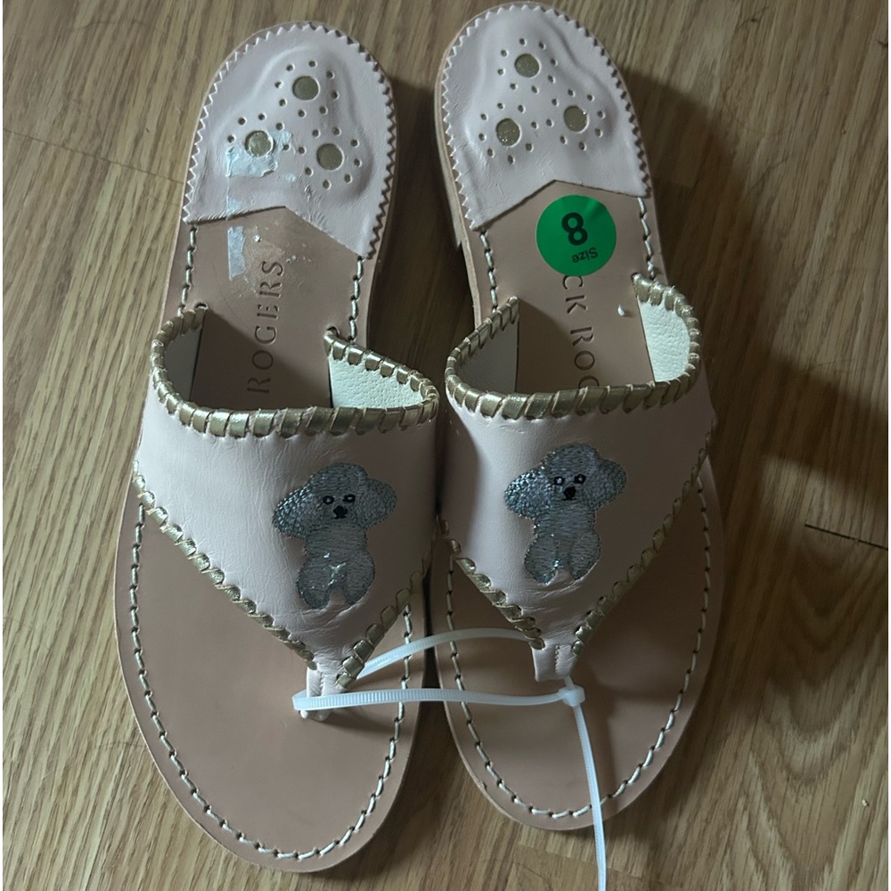 Light Pink with poodle embroidering on top gold